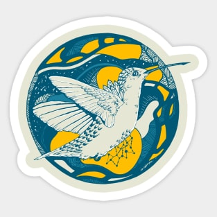 Retro Wave Circle of The Hummingbird Sticker